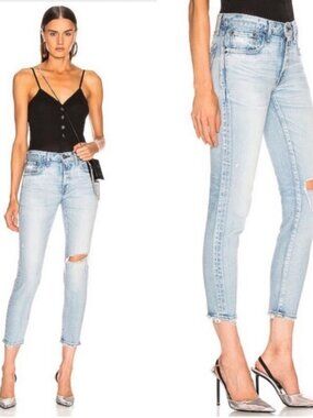 Moussy Vintage Vivian Skinny Jeans in Light Blue Size 30